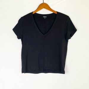 Bleusalt Malibu Classic V Neck Short Sleeve Top Navy Soft Stretchy Size 3‎